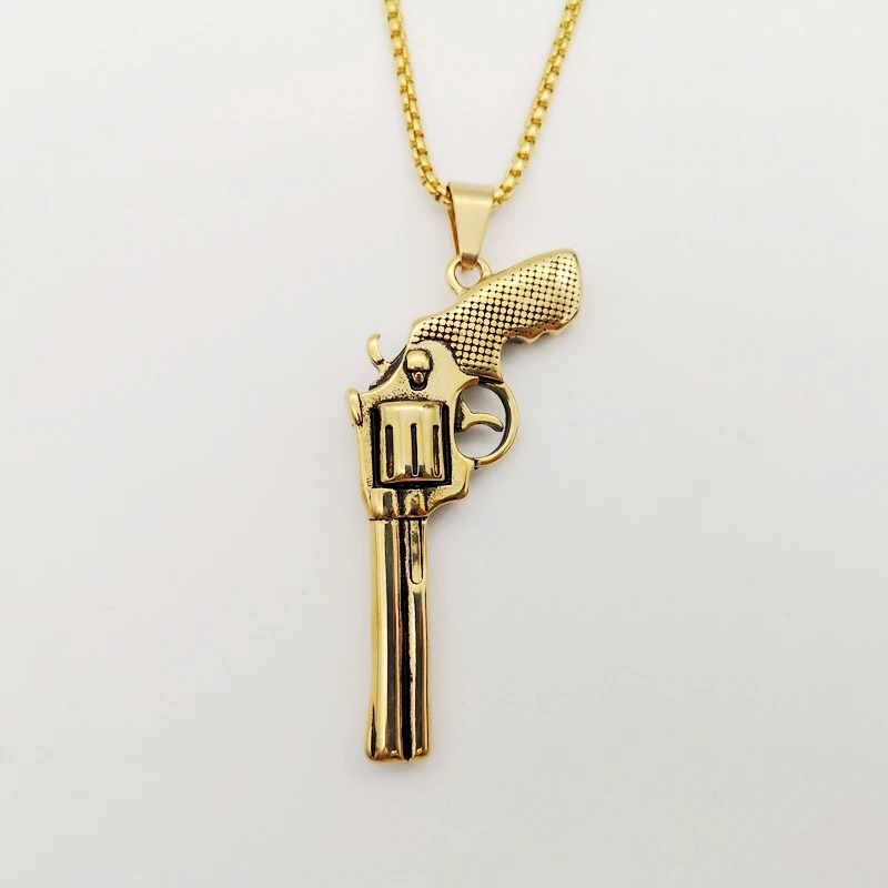 Мужское ожерелье с подвеской пистолетом из нержавеющей стали 316L|men pendant|gun