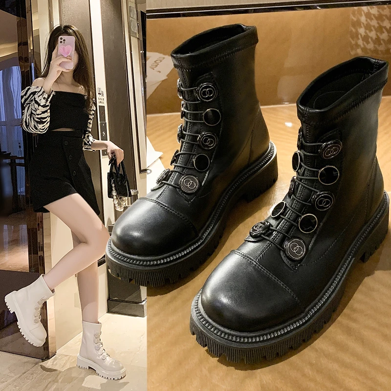 short Boots Women 2022 Fashion New Boots Thick-soled Women's Boots Autumn Single Boots Short Boots British Style Boots Women