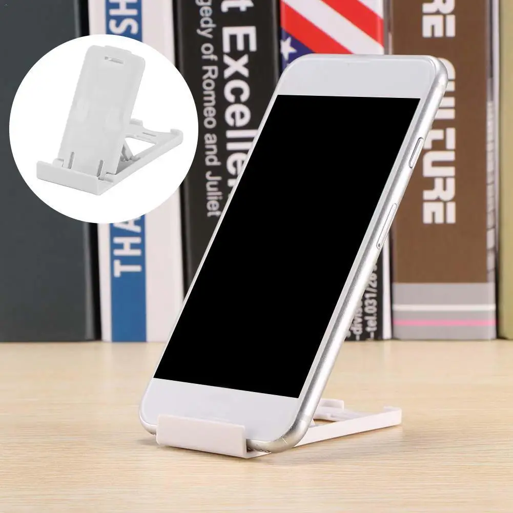 

Universal Mini Mobile Phone Holder Foldable Adjustable Bracket Double-open Read Hands Watch Free Movies Holder Plastic Desk G7T0