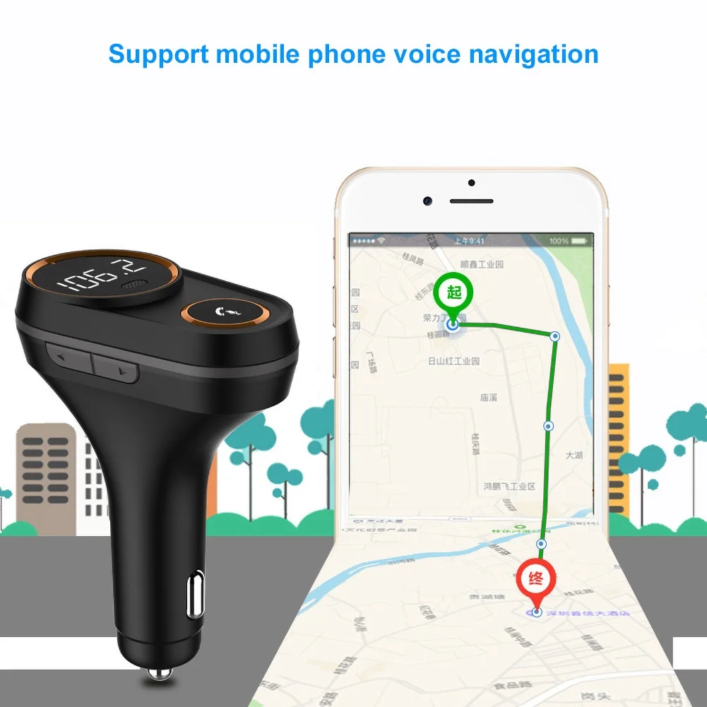 Автомобильный Bluetooth fm-передатчик, беспроводная гарнитура, аудио приемник, авто MP3 плеер 4.8A, двойное USB быстрое зарядное устройство, автомобильные аксессуары