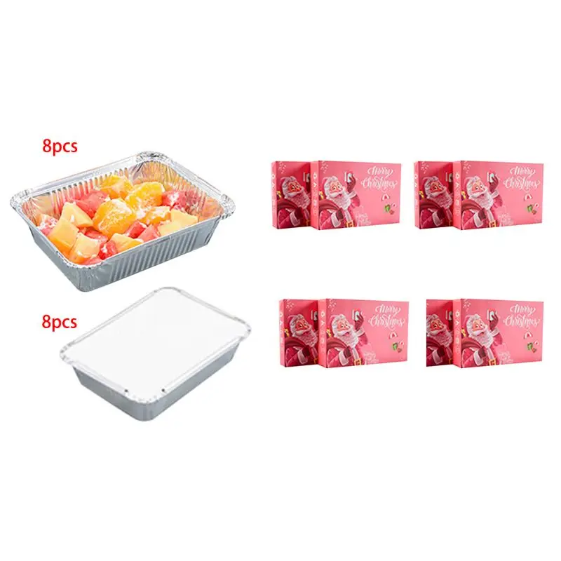 Set of 16 Christmas Foil Take Out Food Boxes Tin box with Festive Cover box 634E