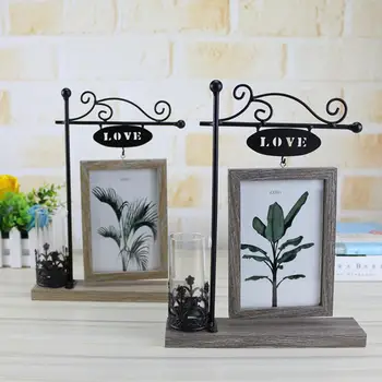

AsyPets Home Decoration Photo Frame with Hydroponic Hanging 6 Inch Double-Sided Photo Frame Decorative Table Iron Ornaments