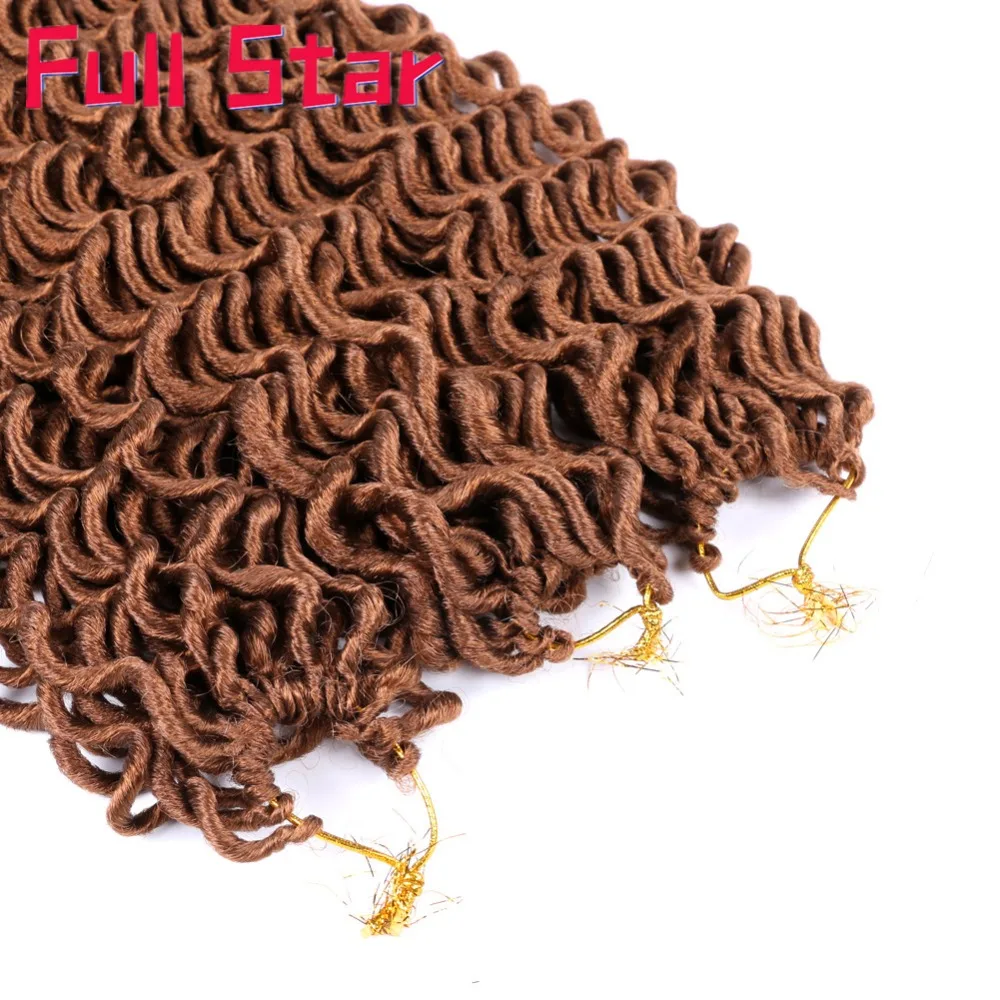 Полная звезда Ombre Faux locs Curly вязание крючком косички синтетические косички волосы Черный Коричневый Крючком наращивание волос 1" для черных женщин