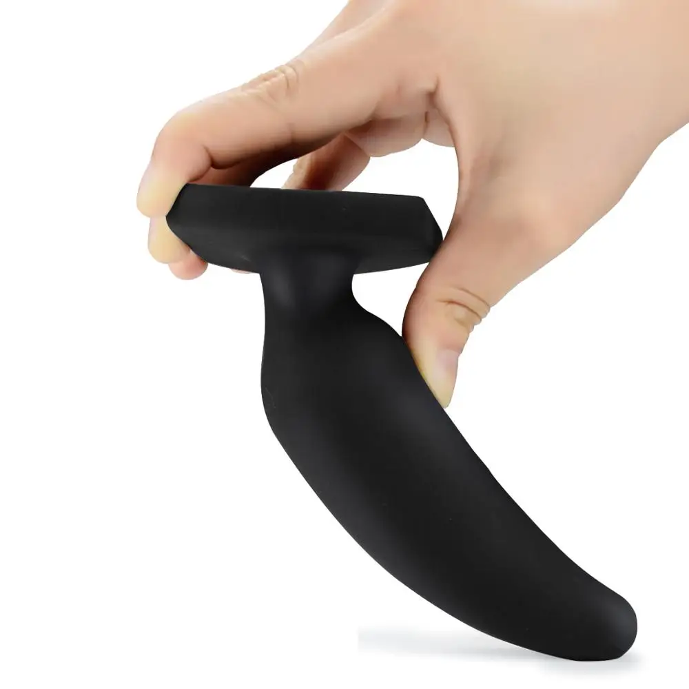 ANNGEOK Soft Black Anal Butt Plug Vaginal G-spot Stimulation Adult Women Gay Sex Toys Smooth Slicone Big Anal Plug