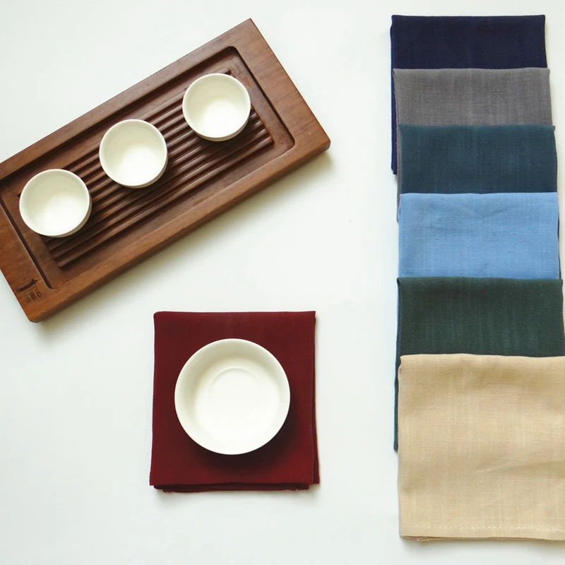  7Pcs Cotton Linen Cloth Table Napkin Polyester Handkerchief Cloth Tea Towel Dinner Party Xmas Solid