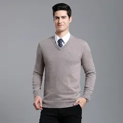 MACROSEA классический стиль сплошной цвет 100% шерсть v-образный вырез мужской деловой Повседневный пуловер Весна и осенний трикотаж шерстяной