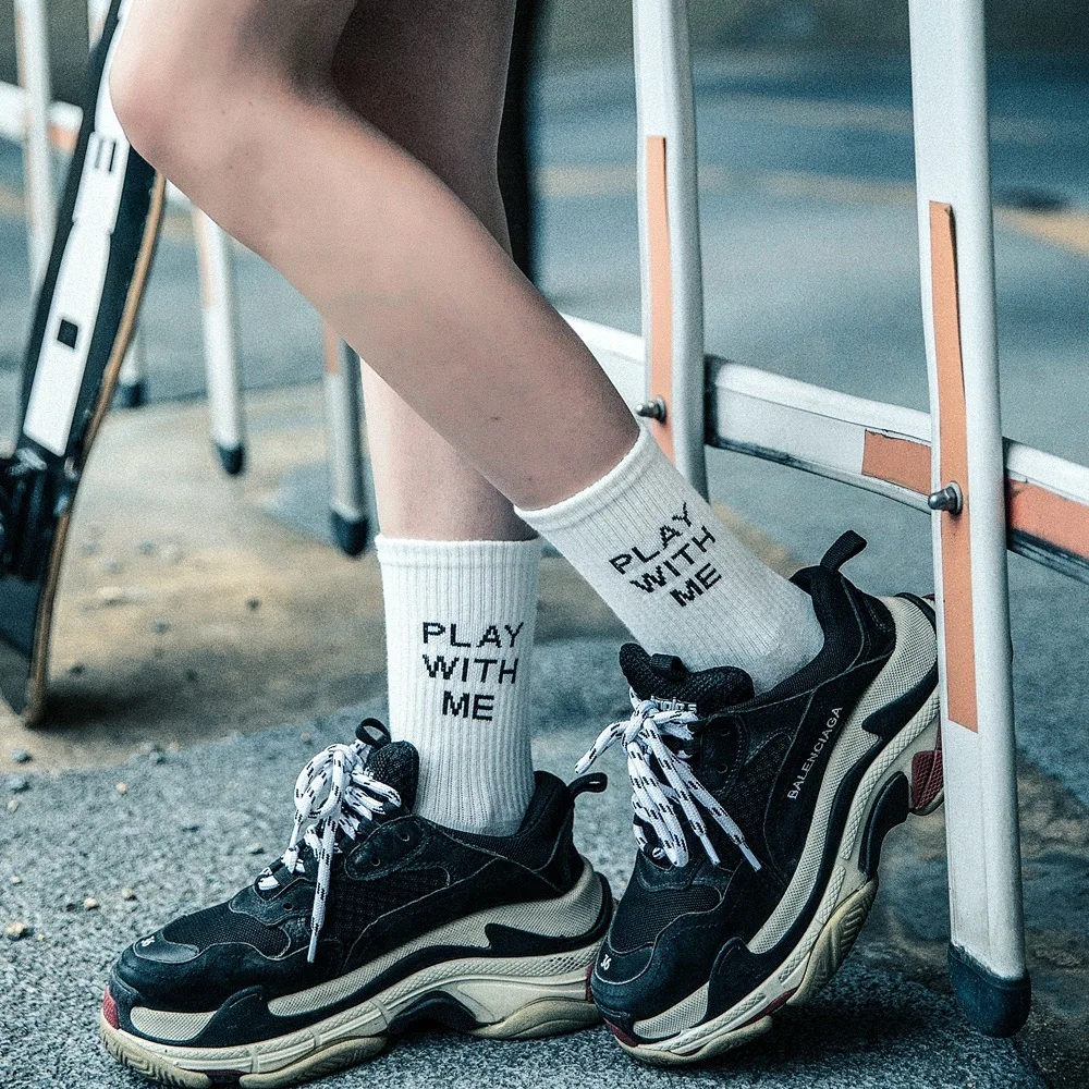 Индивидуальный дизайн английские буквы уличные носки скейтбордиста Гонконг ветер женские носки мужские и женские пары хлопковые носки