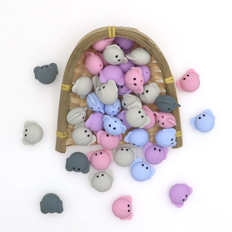 

5/10 pcs 24mm cute mini Elephant Silicone Beads Animal Baby Teether Infant Teething Bead For DIY Necklace Accessories Toy