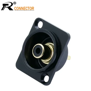 

1pc Luxury Soldered Gold Plated RCA Female Black Panel Socket RCA Jack Panel Chassis Mount Square Red&Black