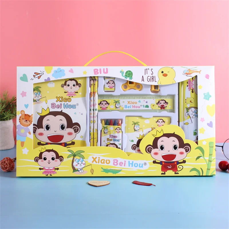 

All-in-one Stationery Organizer Cute Crayon Set Drawing Colored Pencil Case Sharpener Bookmark Memo School Gift Kid Learning Toy