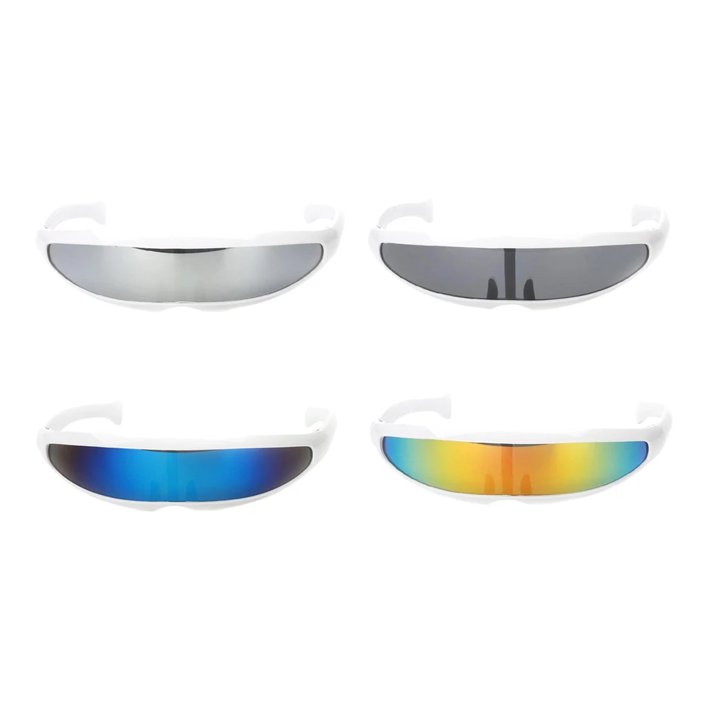 4pcs Gray Yellow Blue Alien Space Robot Cyclops Futuristic Cosplay Costume Novelty Women Men Sunglasses