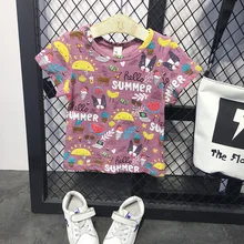 Г. Летняя новая стильная детская Универсальная футболка с короткими рукавами и круглым вырезом в Корейском стиле для мальчиков C13133