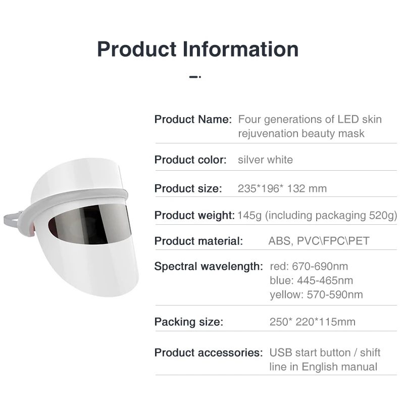  3 Colors Light Led Facial Mask Anti Wrinkle Firming Skin Remove Blackhead Ance Anti-aging Face Beau - 4000245326901