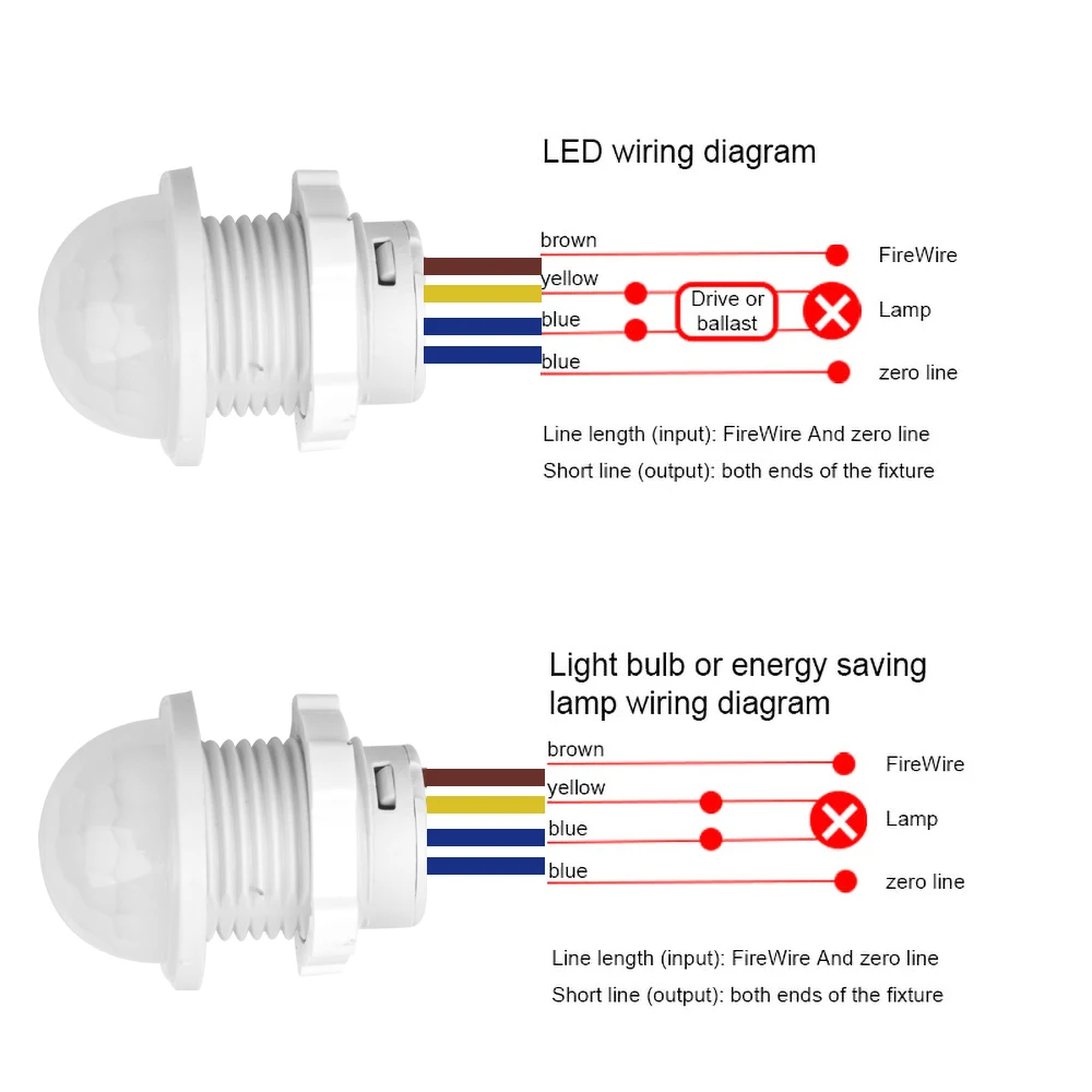 Smart Motion Sensor Light For KBT 110V 220V PIR Sensor Light Switch Detector Auto On Off
