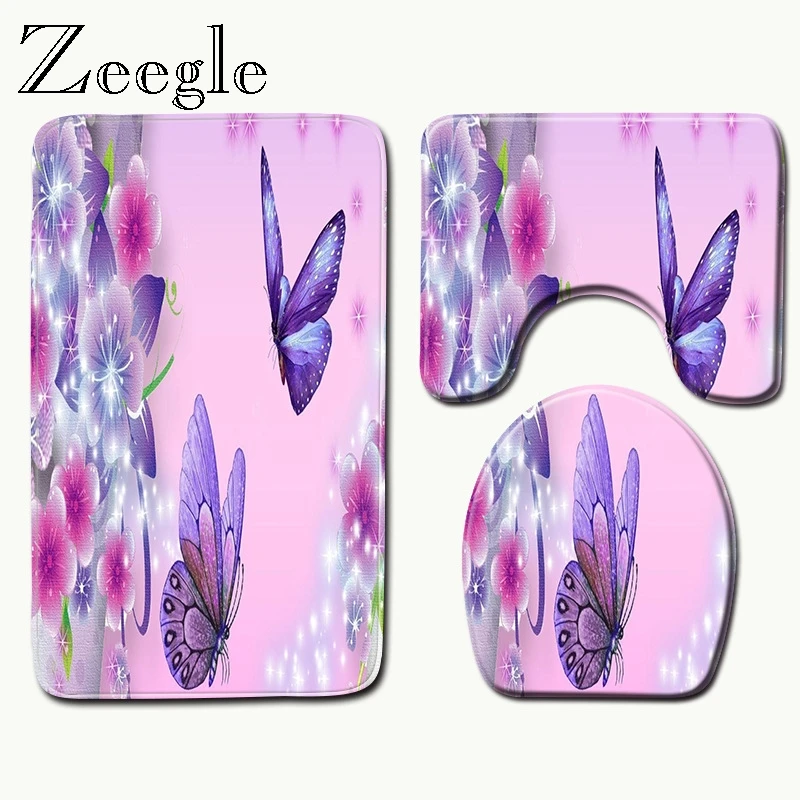 Zeegle крышка для унитаза для ванной комнаты и туалета 3 шт. нескользящий коврик для ванной комнаты кухонный ковер коврики Декор коврики для ванной Душевой набор