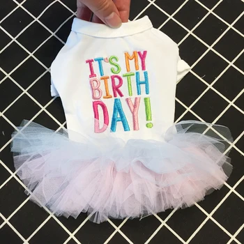 

Dog Birthday Clothes Summer Dog Dress Tutu Skirt Princess Costume Cat Puppy Clothing Poodle Pomeranian Schnauzer Pet Outfit