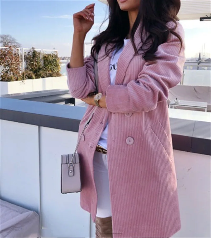 Hot Casual Coat Womens Jacket Winter Office Trench Jacket Ladies Long Blazer Overcoat Slim Fit Outwear Plus Size