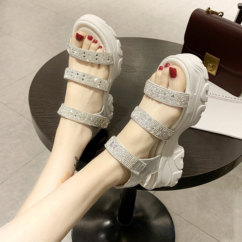 

Designers Women Chunky Sandals Platform Casual Shoes Woman Hook Loop Wedge Open Toe Female Sports Gladiator Beach Sandal White