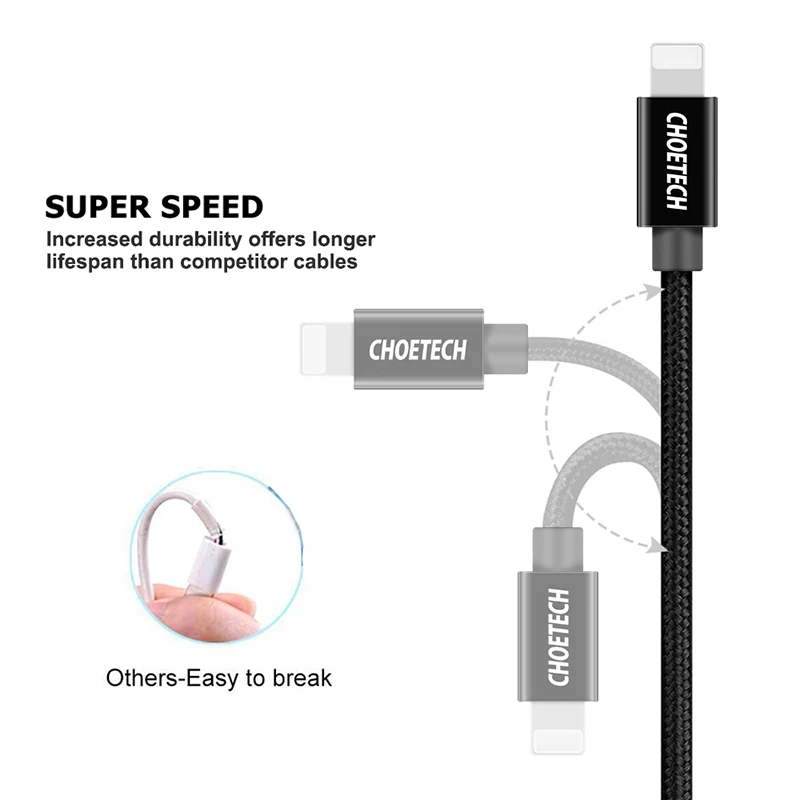 CHOETECH 3 в 1 Micro USB кабель для Android usb type C кабели для мобильных телефонов для samsung S9 USB кабель для iPhone XS X 8 7 6