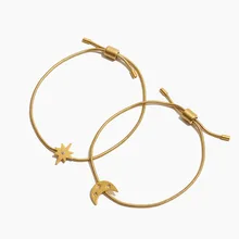 LUNA CHIAO поношенный позолоченный растягивающийся браслет со звездой и Луной и змеей для женщин