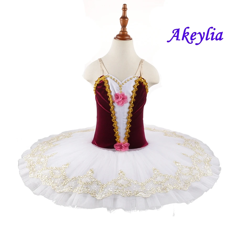 Velvet Burgundy white ballet tutu pancake girls classical tutu Dress pre-professional costume black white for women