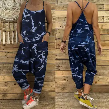 

Fashion Women Print Camouflage Loose Jumpsuits One Piece Rompers V-neck Herem Pants Sport Slacks Sexy Costumes For Lady