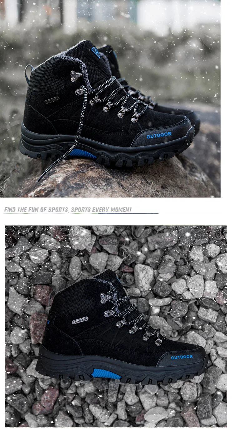 Super Warm Men Snow Boots High Quality Suede Leather Men Plush Winter Boots Outdoor Men Shoes Ankle Snow Boots Winter Men Shoes