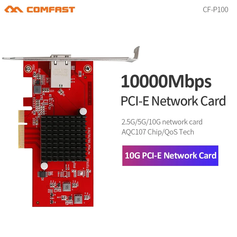 

Comfast 10G Ethernet PCI Express 3.0 Wireless Adapter PCIE-X4 Network card 10Gbps Fast transmission Dongle For Win 7/8/10