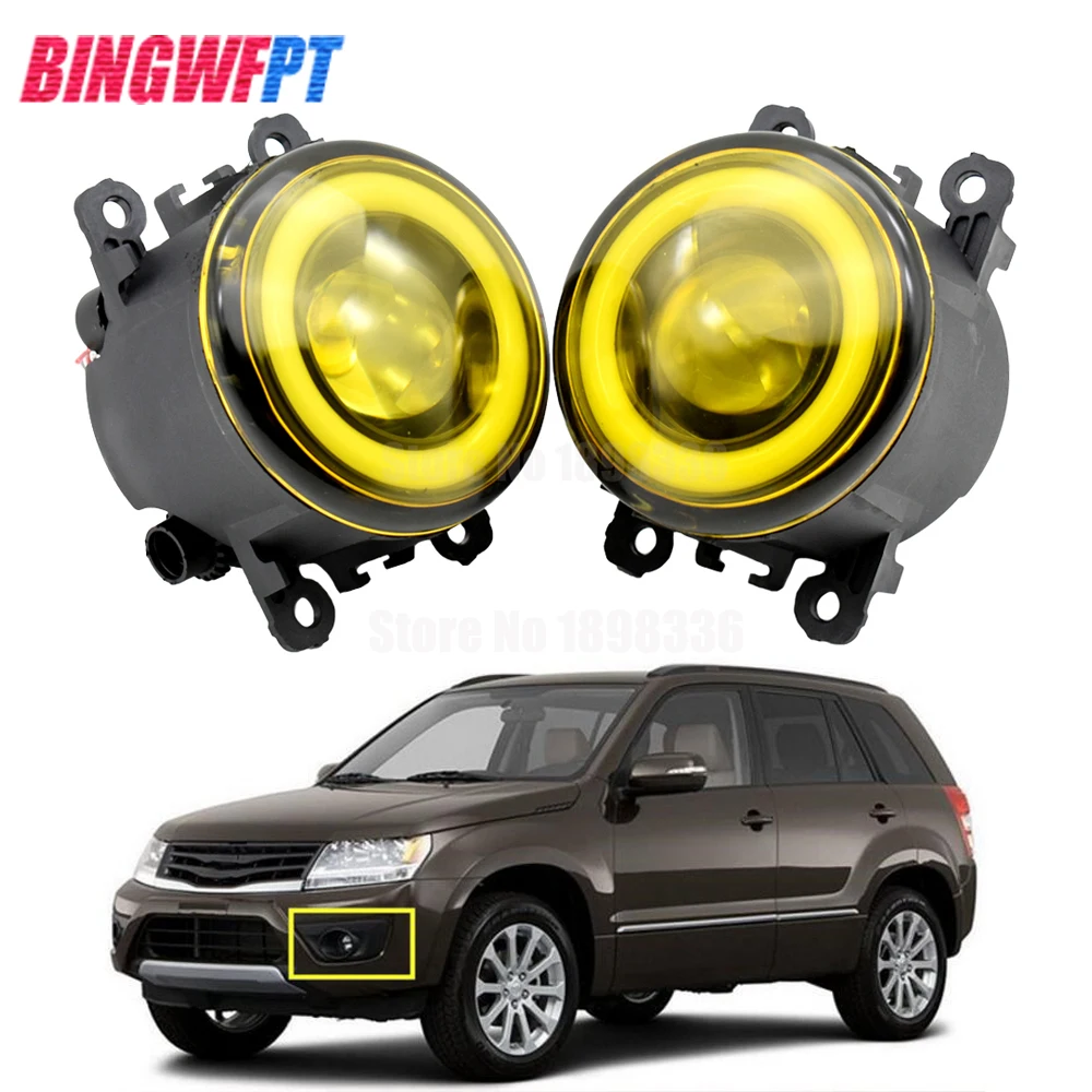 2 шт. для Suzuki Grand Vitara 2/II JT 2005- для Mitsubishi Outlander Car H11 Светодиодный противотуманный фонарь в сборе с Angel Eye 12 В