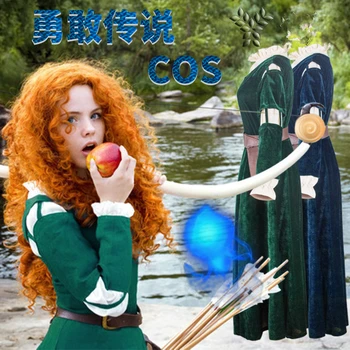 

cosplay Brave Merida Dresses Princess Merida Cosplay Costume Halloween Costumes Lady Cartoon Anime Dress Uniform Merida wig