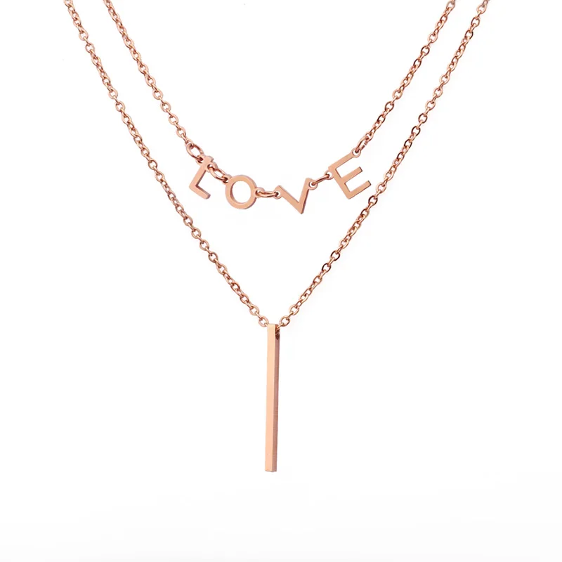 Rose Gold FINE4U N457 Двухслойное ожерелье-чокер с сердечком из нержавеющей стали цвета розового золота, ювелирные изделия для женщин, девушек, подарок - Окраска металла: Rose Gold