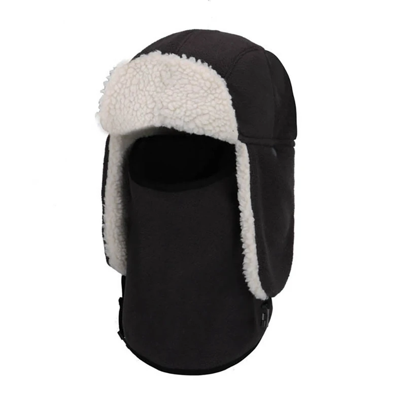 Winter Hat Bomber Hats Men Women Thicken Winter Earflap Keep Warm Caps Skull Mask Skiing Bomber Hats - Color: B