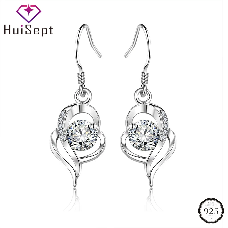 HuiSept серебряные серьги 925 ювелирные изделия с сапфиром аметистом цирконием