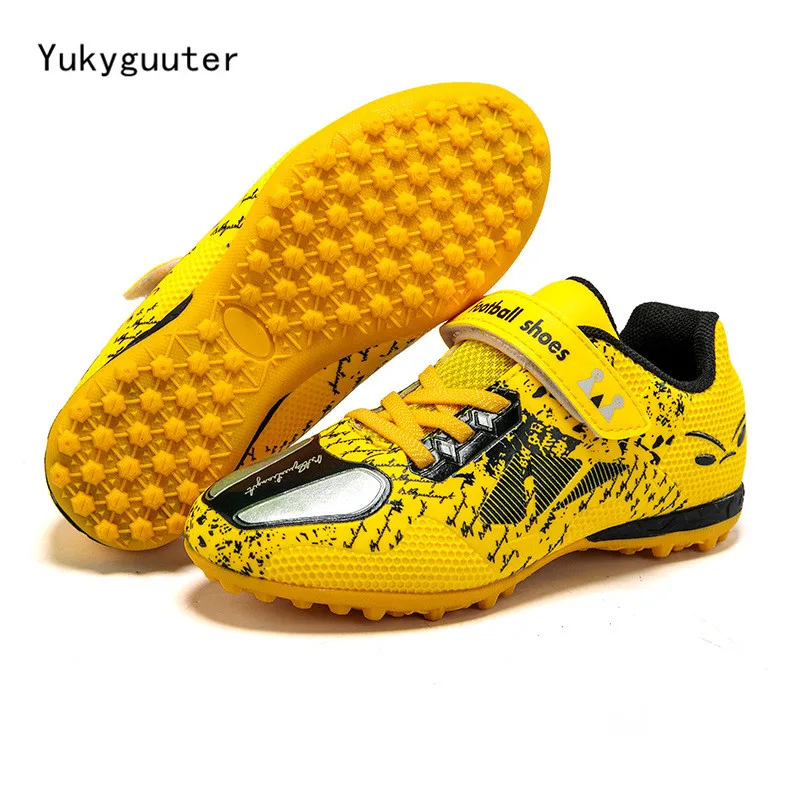Children Football Shoes Soccer Boots Kids Boy Girl Sneakers New Leather High Top Soccer Cleats Training Outdoor Hook & Loop football shoes