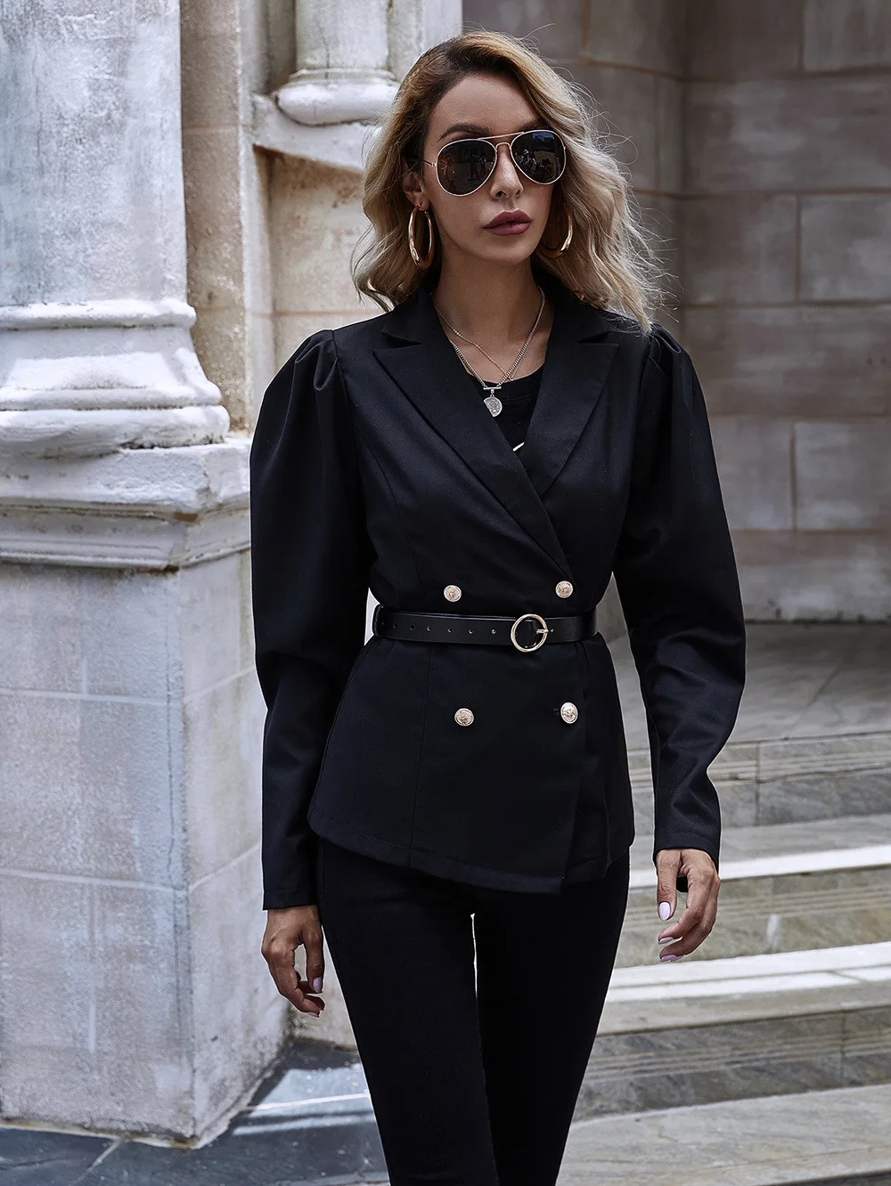 Autumn Slim Blazer Women Suit Jacket Female Business Double Breasted Blazers Work Office Lady Suit Black Button Coat Fashion Top parka jacket