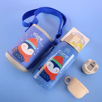

LED Digital Smart Thermo Intelligent With Strap Cover Cap Non Slip Stainless Steel Children Water Bottle Temperature Display