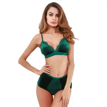 

Push Up brassiere Bra set Sexy Fashion Women Velvet Bralette Underwear High Waist Panties Soft Trim lingerie Set