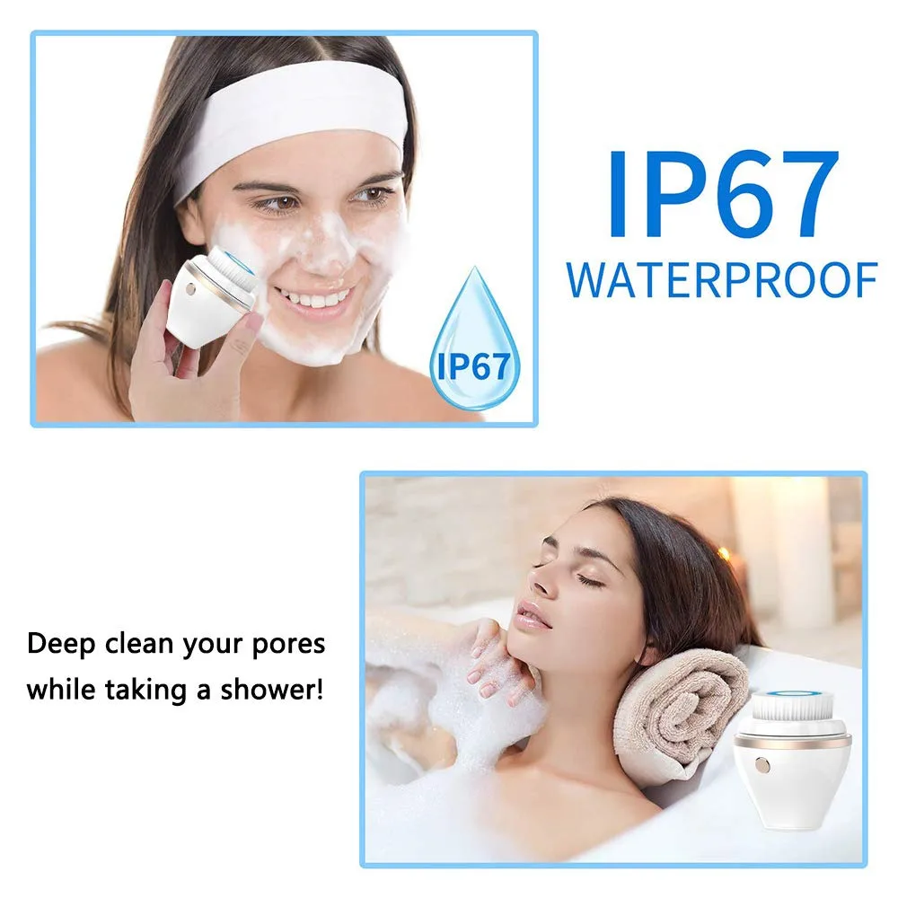 Tanie Elektryczny masażer ze szczotką oczyszczającą do twarzy akumulatorowe wodoodporne przybory do czyszczenia twarzy do pielęgnacji skóry szczotka do twarzy