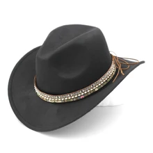 Mistdawn, винтажный стиль, Осень-зима, ковбойская шляпа с широкими полями, австралийский стиль, шляпа с плетеным ремешком, размер 56-58 см