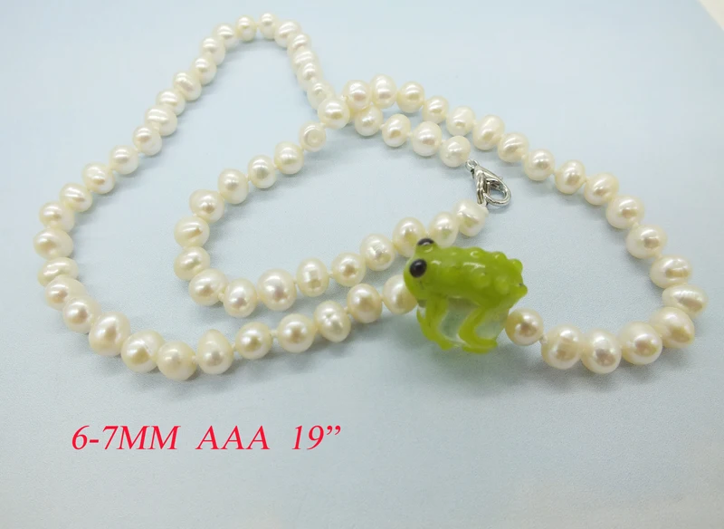 Классический, популярный, последний 1 шт, натуральный пресноводный барочный жемчуг ожерелье 17" - Окраска металла: 6-7MM  aaa