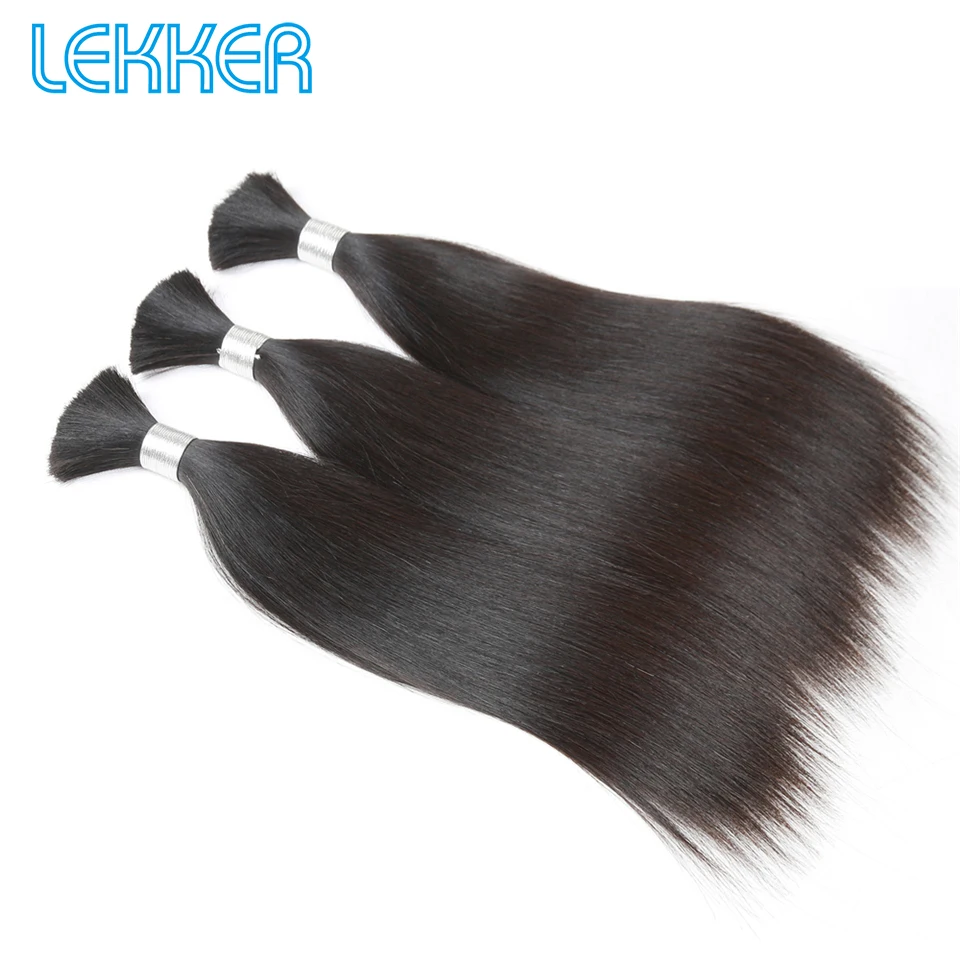 

Lekker Straight Hair Bulk 10-30 Indian Hair Remy Human Hair 3 Bulk DIY Hair Bulk Natural Color 100% Human Hair Bulk