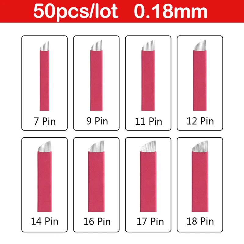 

50pcs Nano 0.18mm 9 11 12 14 U Permanent Makeup Eyebrow flex Tattoo Needles Blade For Microblading lamina blade Agulhas Tebori