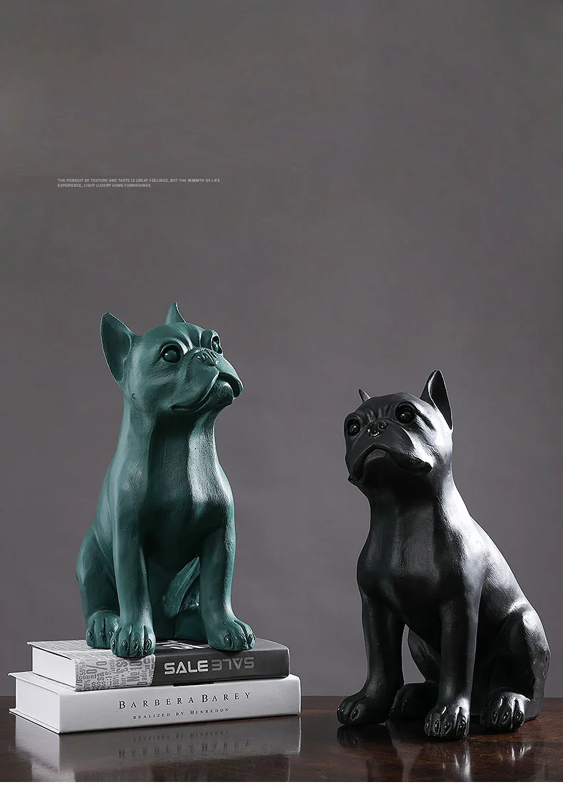 Nordic Home Decor Geometric French Bulldog Ornament Cute Animal Resin Figurines Desk Decoration Minimalist Origami Office Crafts