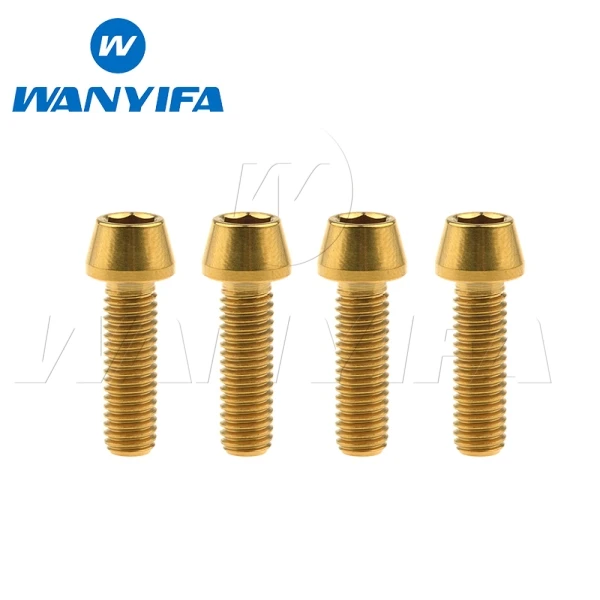 M6X16 gold Велосипедные болты waniifa из титана/Ti M6X10 15 16 18 20 мм коническая головка шестигранные винты части цикла - Цвет: M6X16 gold