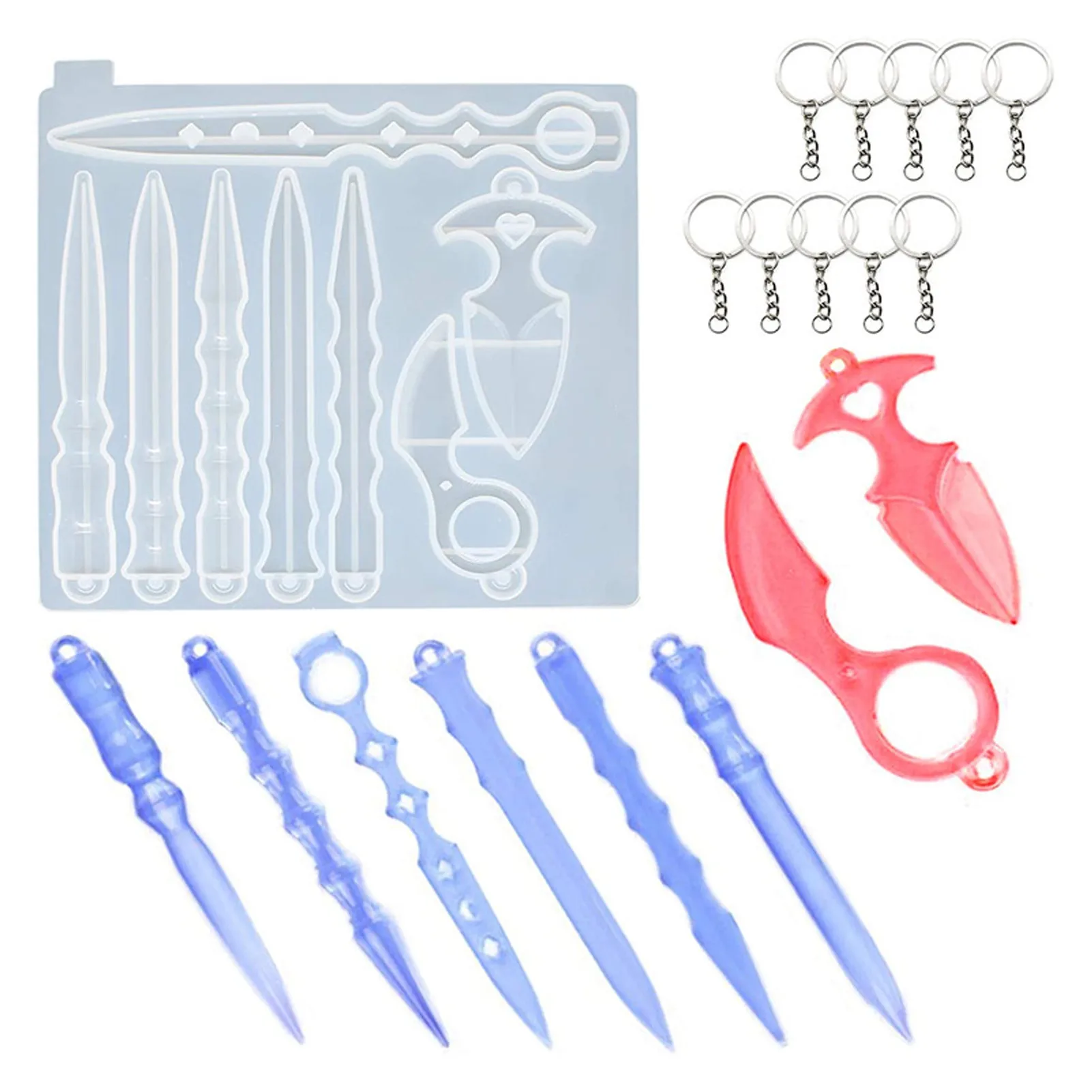 Self Defense Weapon Keychain Silicone Mold For Resin Art (8 Cavity