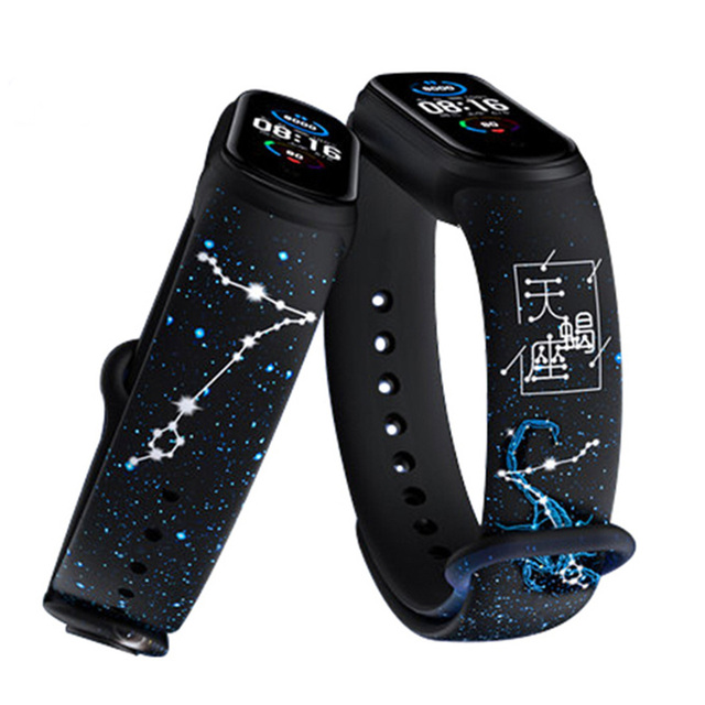 Starry Printed Strap for Xiaomi Mi Band 6 5 4 3 NFC Sport Wristband Silicone Bracelet Mi Watch Replacement Belt
