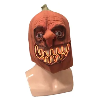 

LED Halloween Mask Glowing Latex Pumpkin Head Mask Unique Halloween Mask Dress Up Props Festive Party Supplies