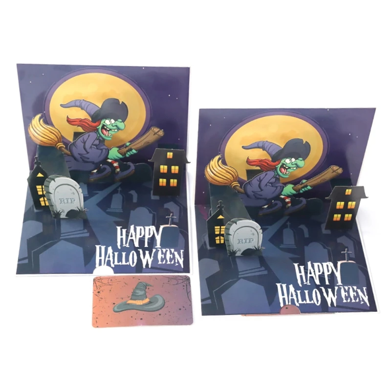  Halloween Invitation Card 3D Stereo Witch Pumpkin Spider Handmade Greeting Card Funny Holiday Postc - 4000235054183