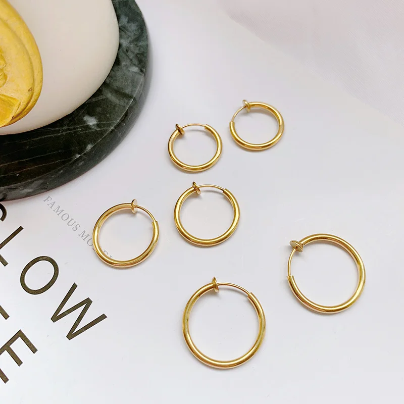 Timeless Wonder titanium Geo весенние круглые клипсы для ушей женские ювелирные изделия панк-рок манжеты для ушей не прокалываются готические серьги-манжеты золотые трендовые 2462