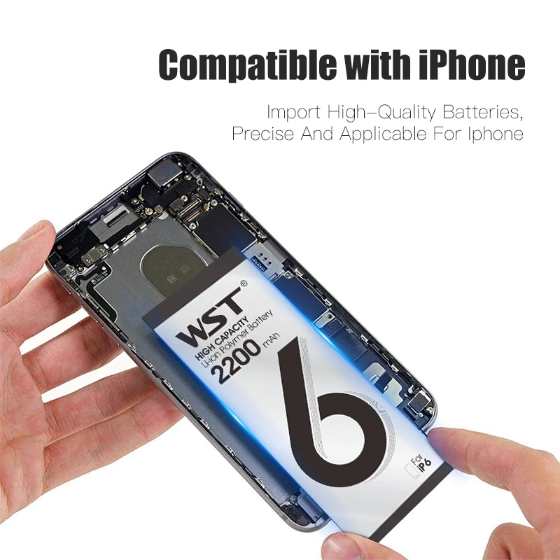 WST аккумулятор для телефона высокой емкости для Apple iPhone 6, 6 S, 7, 5, 5S, сменные батареи, внутренняя батарея для телефона с полным набором инструментов